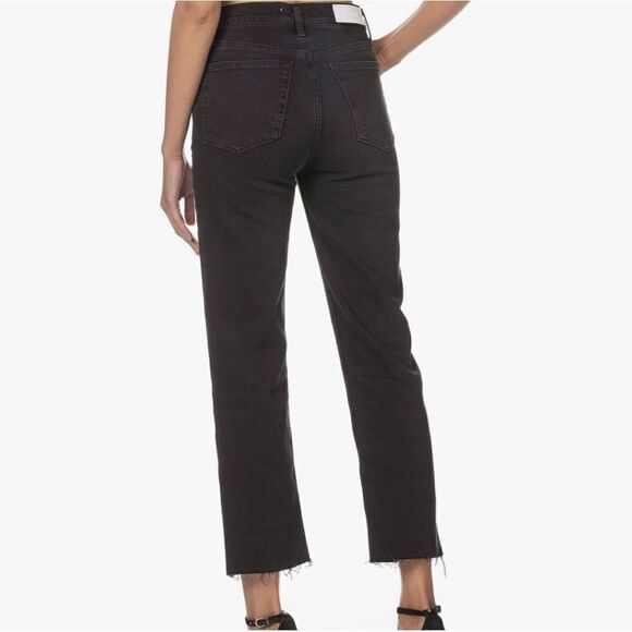 Re/done High Rise Raw Hem Straight Jeans Buttonfly Faded Black Sz 29 - Picture 2 of 12